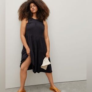 Everlane The Weekend Tiered Dress Size Small Black EUC H0227